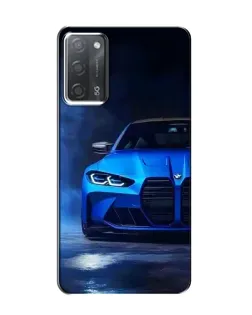 Чехол для OPPO A55 с картинкой «Голубая BMW M4»