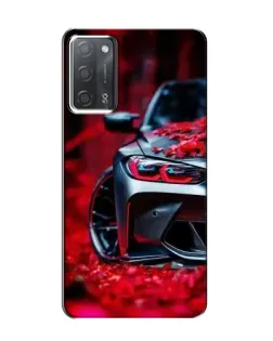 Чехол для OPPO A55 с картинкой «Спортивная BMW и цветы»