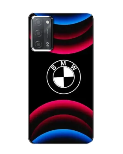 Чехол для OPPO A55 с картинкой «Логотип BMW и неоновые дуги»