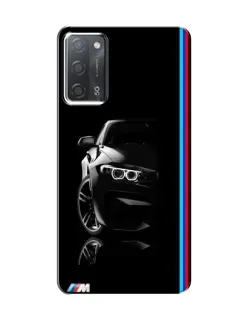 Чехол для OPPO A55 с картинкой «Силуэт BMW в темноте»
