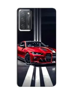 Чехол для OPPO A55 с картинкой «Красная BMW на дороге»