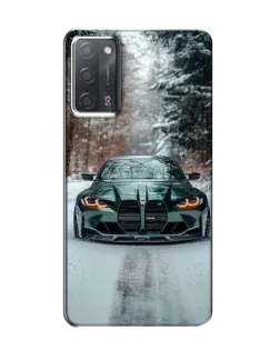 Чехол для OPPO A55 с картинкой «BMW в зимнем лесу»