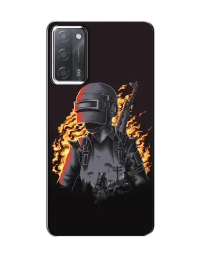 Чехол для OPPO A55 с картинкой «PUBG — огненный силуэт»