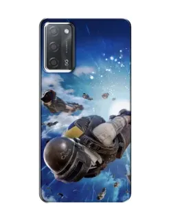 Чехол для OPPO A55 с картинкой «Десант PUBG — прыжок»