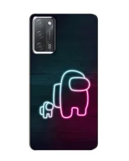 Чехол для OPPO A55 с картинкой «Among Us неон-арт»