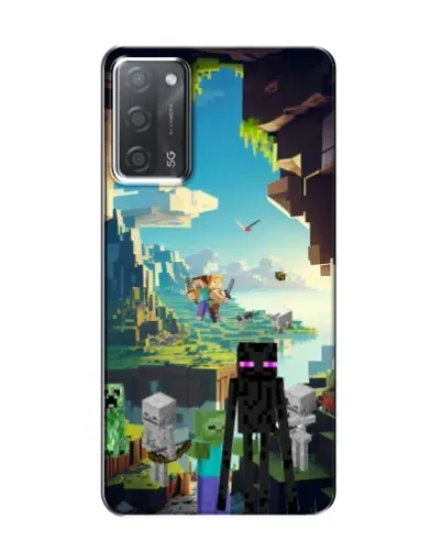 Чехол для OPPO A55 с картинкой «Эндермен в лесу»