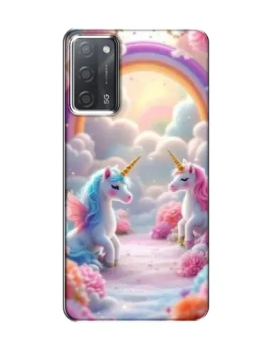 Чехол для OPPO A55 с картинкой «Радуга и единороги»