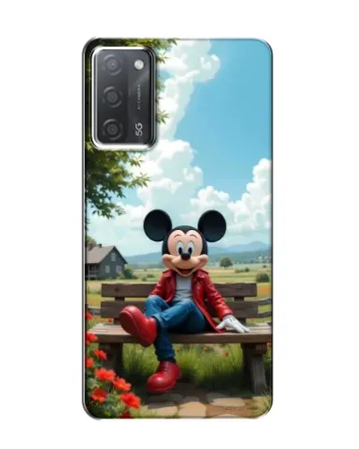 Чехол для OPPO A55 с картинкой «Микки на скамейке»