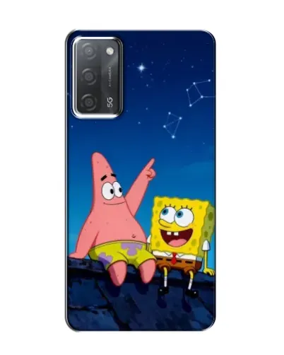Чехол для OPPO A55 с картинкой «Губка Боб и Патрик ночью»