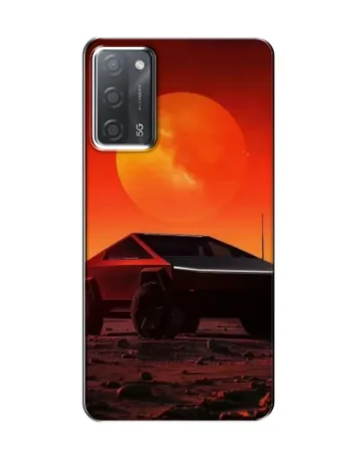 Чехол для OPPO A55 с картинкой «Cybertruck на Марсе»