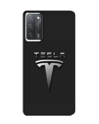 Чехол для OPPO A55 с картинкой «Стальной логотип Tesla»