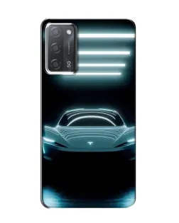 Чехол для OPPO A55 с картинкой «Tesla в неоне»