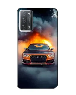 Чехол для OPPO A55 с картинкой «Audi в огненном дыму»