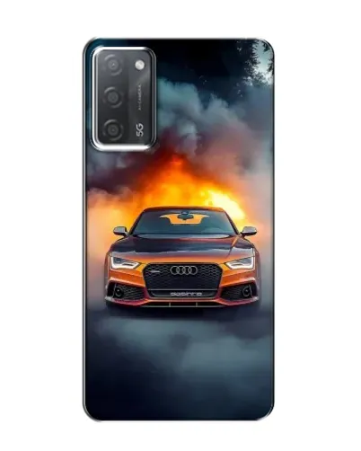 Чехол для OPPO A55 с картинкой «Audi в огненном дыму»