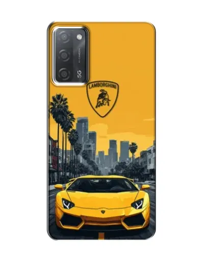 Чехол для OPPO A55 с картинкой «Желтый Lamborghini город»