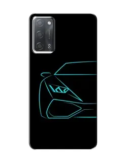 Чехол для OPPO A55 с картинкой «Голубой силуэт Lamborghini»