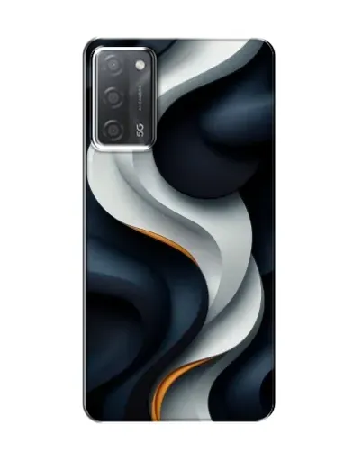 Чехол для OPPO A55 с картинкой «Объемные черно-белые ленты» Чехол для OPPO A55 с картинкой «Объемные черно-белые ленты»