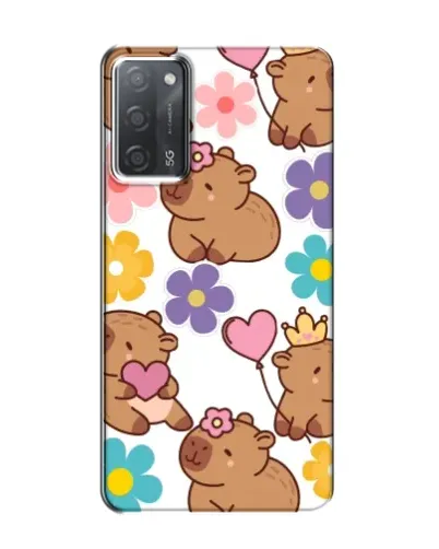 Чехол для OPPO A55 с картинкой «Цветочный паттерн капибар»