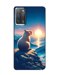 Чехол для OPPO A55 с картинкой «Закат солнца с капибарой»