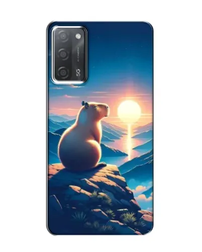 Чехол для OPPO A55 с картинкой «Закат солнца с капибарой»