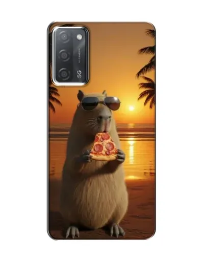Чехол для OPPO A55 с картинкой «Капибара с пиццей»