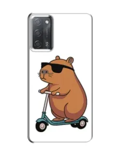 Чехол для OPPO A55 с картинкой «Капибара на самокате»