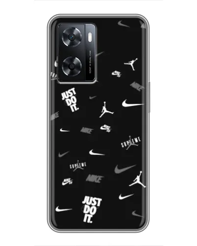 Чохол для OPPO A57s з картинкою «Nike Black Pattern»