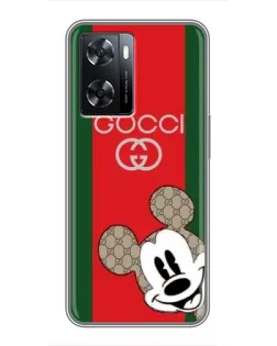 Чехол для OPPO A57s с картинкой «Gucci — полосы и Микки» Чехол для OPPO A57s с картинкой «Gucci — полосы и Микки»