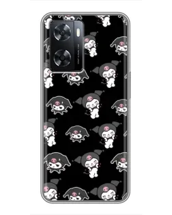 Чехол для OPPO A57s с картинкой «Черный паттерн Kuromi»