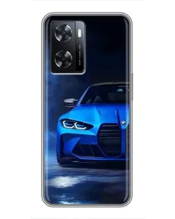 Чехол для OPPO A57s с картинкой «Голубая BMW M4»