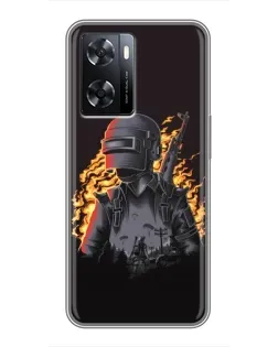 Чохол для OPPO A57s з картинкою «PUBG — вогняний силует»