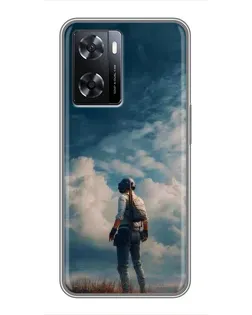 Чохол для OPPO A57s з картинкою «Герой PUBG на скелі»