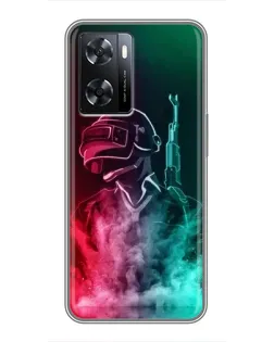 Чохол для OPPO A57s з картинкою «PUBG — вогняний воїн»