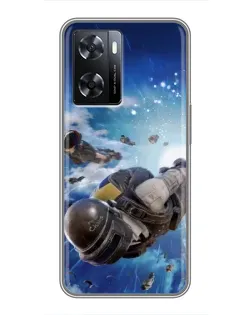 Чохол для OPPO A57s з картинкою «Десант PUBG — стрибок»