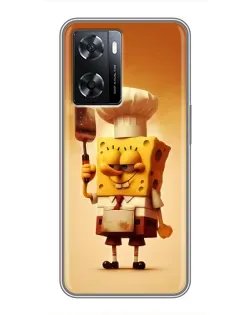 Чохол для OPPO A57s з картинкою «Губка Боб кухар»