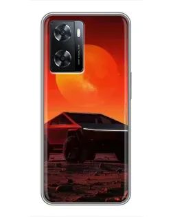 Чехол для OPPO A57s с картинкой «Cybertruck на Марсе»