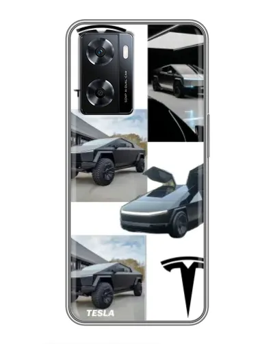 Чехол для OPPO A57s с картинкой «Коллаж Cybertruck Tesla»
