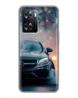 Чехол для OPPO A57s с картинкой «Mercedes — ночной город»