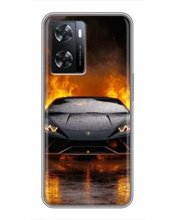 Чохол для OPPO A57s з картинкою «Lamborghini у вогні»