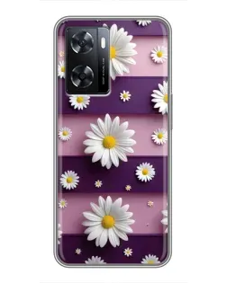Чохол для OPPO A57s з картинкою «Ромашки на фіолетовому»