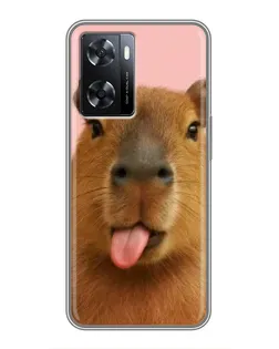 Чохол для OPPO A57s з картинкою «Капібара з язиком»