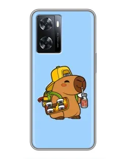 Чохол для OPPO A57s з картинкою «Капібара на скейті»
