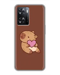 Чохол для OPPO A57s з картинкою «Капібара з серцем»