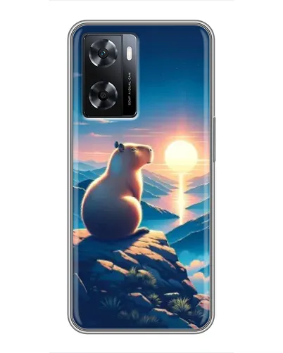 Чехол для OPPO A57s с картинкой «Закат солнца с капибарой»