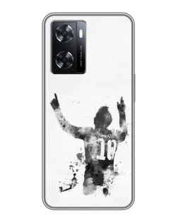 Чохол для OPPO A57s з картинкою «Чорно-білий силует Мессі»