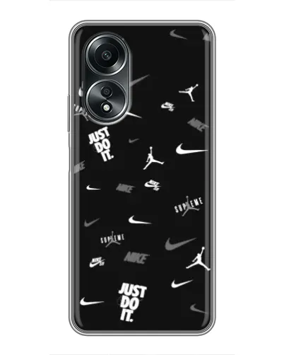 Чехол для OPPO A58 (4G) с картинкой «Nike Black Pattern»