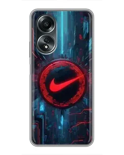 Чехол для OPPO A58 (4G) с картинкой «Техногенный стиль Nike»