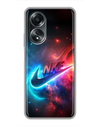 Чехол для OPPO A58 (4G) с картинкой «Огненный логотип Nike»