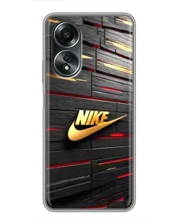 Чехол для OPPO A58 (4G) с картинкой «Золотой Nike на металле»