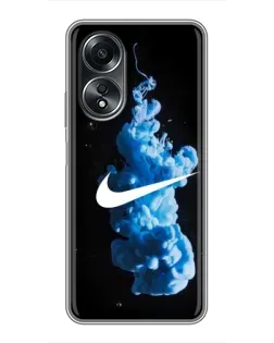 Чехол для OPPO A58 (4G) с картинкой «Nike и синий дым»